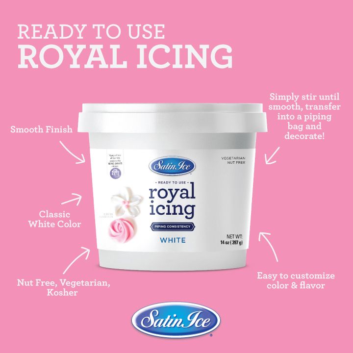 Satin Ice White RTU Royal Icing 14 oz