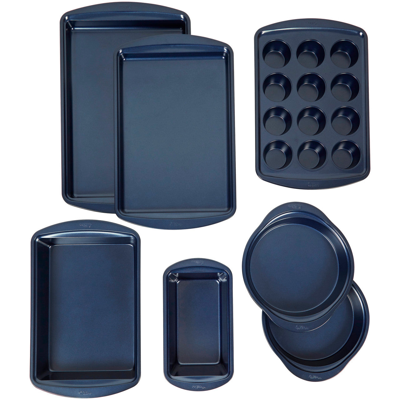 Wilton Diamond-Infused Steel Non-Stick Navy Blue Baking Set, 7-Piece