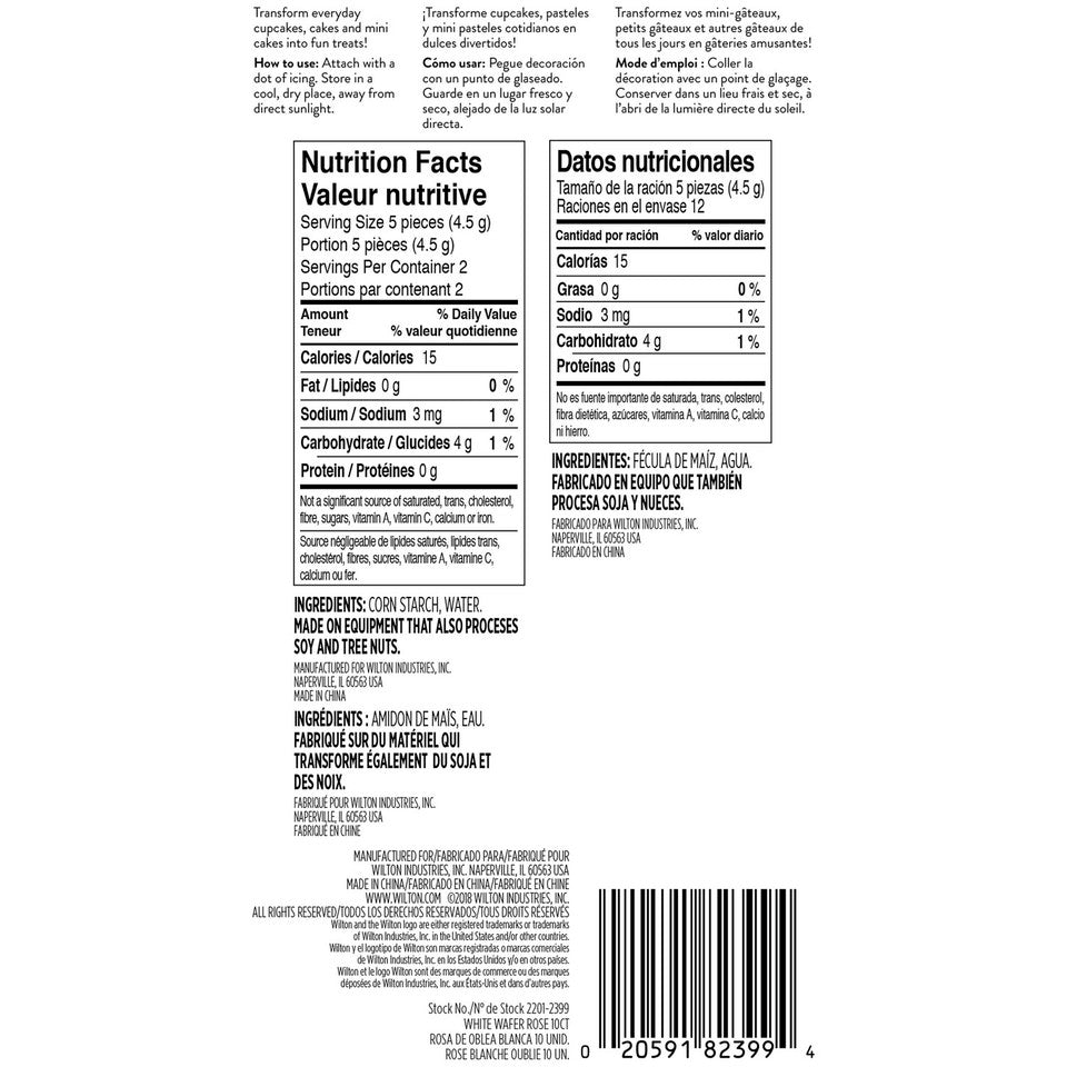 White Rose Wafer Icing Decorations, 0.35 oz, 10 Pieces, Wilton