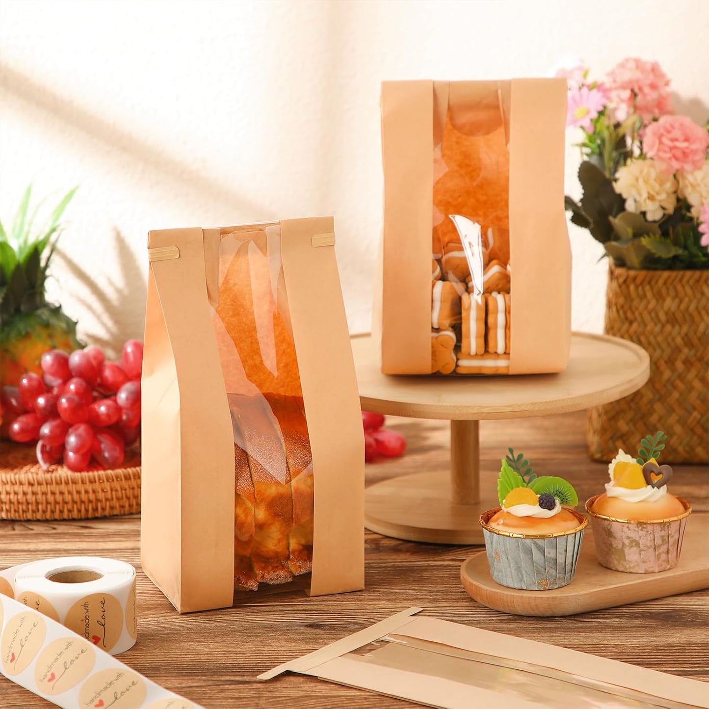 Brown Bread & Treat Bakery Bag with Window 4.7x3.5x11.8, 1pc.