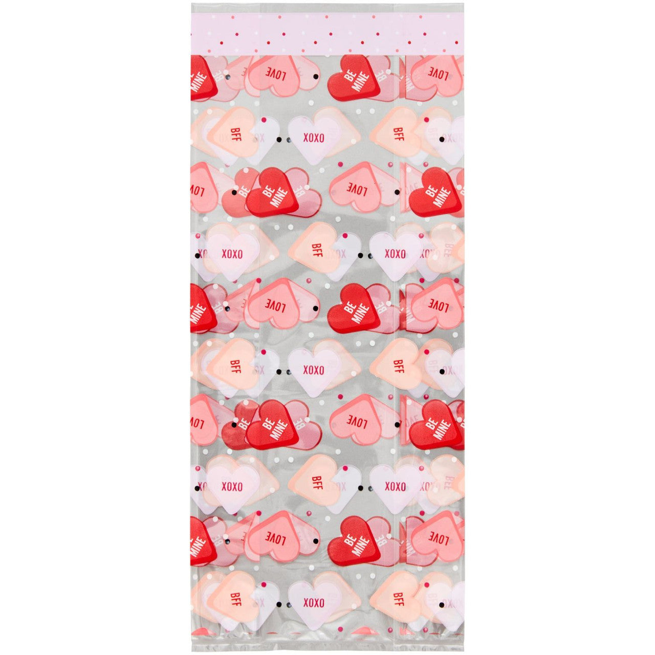 Valentine Clear Candy Heart Treat Bag, 20ct.