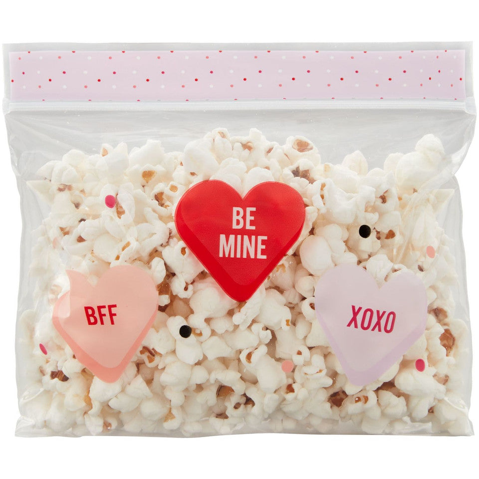 Valentine Clear Conversation Heart Resealable Treat Bags, 20ct.