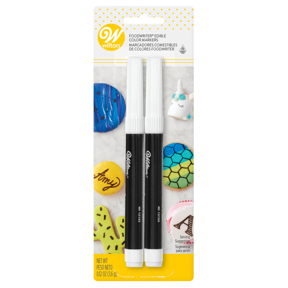 FoodWriter Edible Color Marker Set, Black, 2-Piece, Wilton