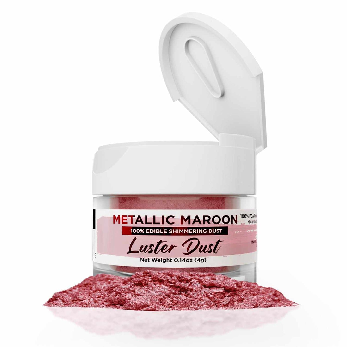 Metallic Maroon Luster Dust, Edible Glitter, Bakell