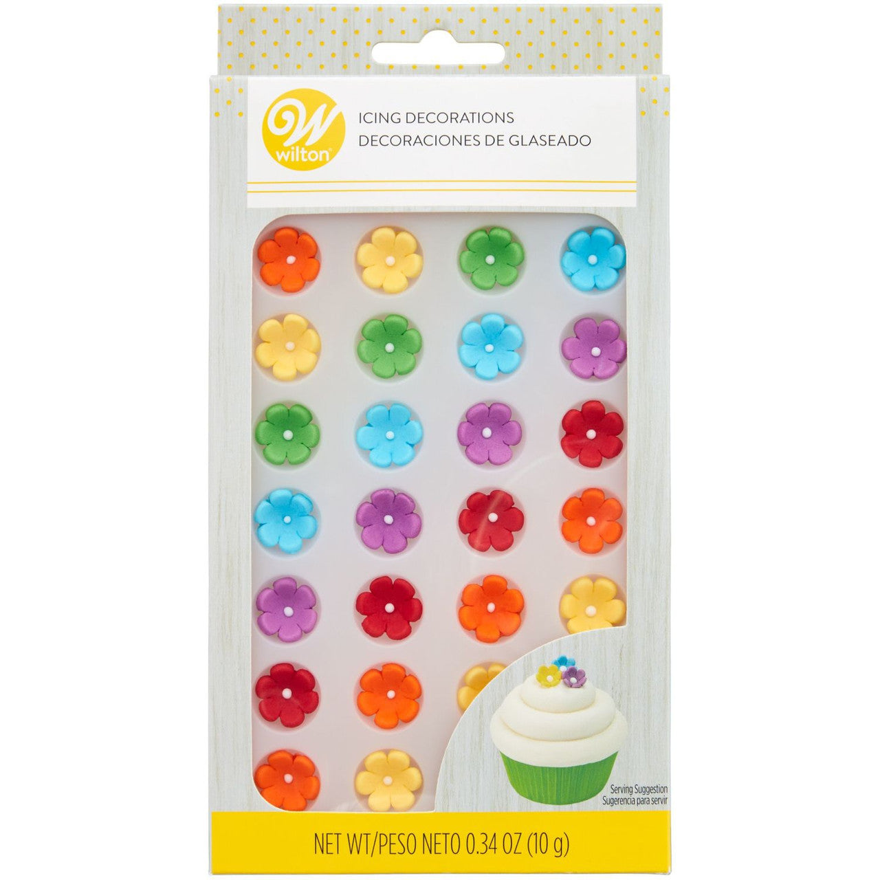 Mini Daisy Royal Icing Decorations, Rainbow, 0.33 oz, 32-Pieces, Wilton