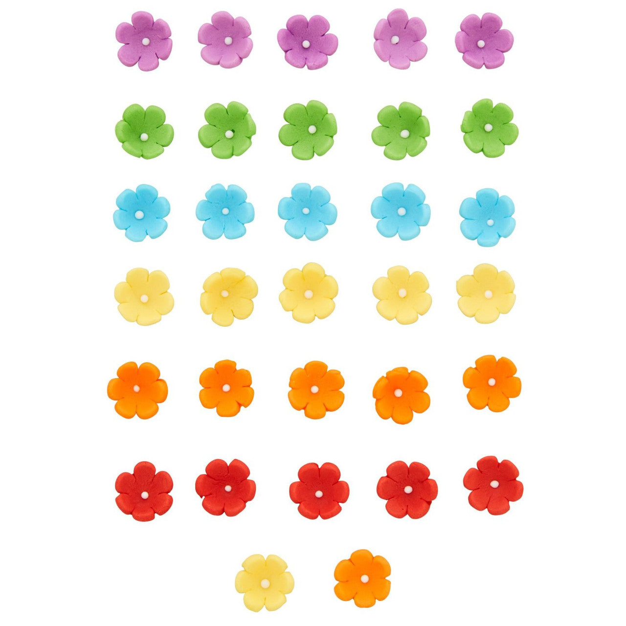 Mini Daisy Royal Icing Decorations, Rainbow, 0.33 oz, 32-Pieces, Wilton