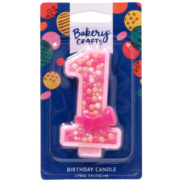 Number 1 Pink Birthday Candle