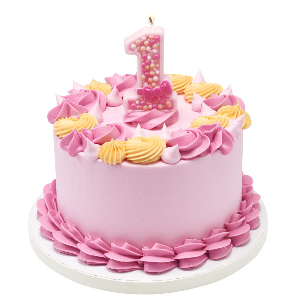 Number 1 Pink Birthday Candle