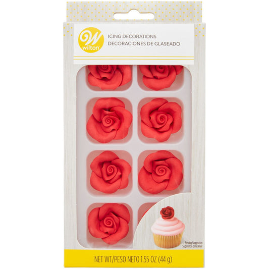 Red Rose Royal Icing Decorations, 1.55 oz, 8-Count, Wilton