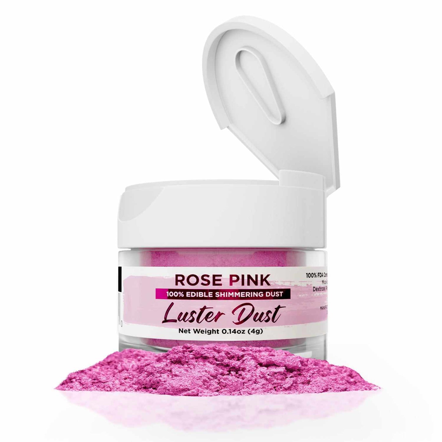 Rose Pink Luster Dust, Edible Glitter, Bakell