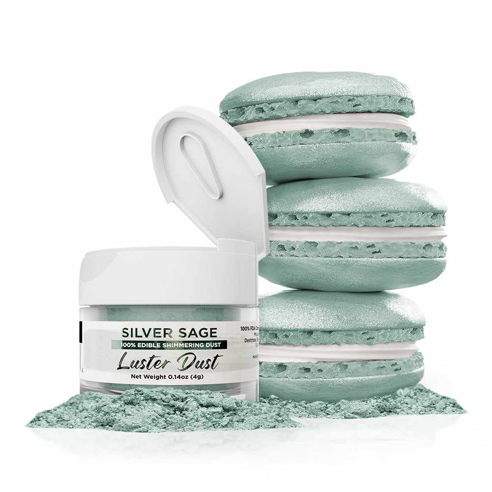 Silver Sage Luster Dust, Edible Glitter, Bakell