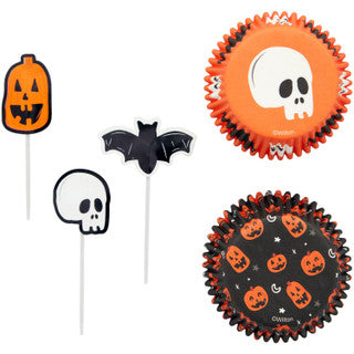 Skull, Bat, and Pumpkin Halloween Cupcake Kit, 72 pc
