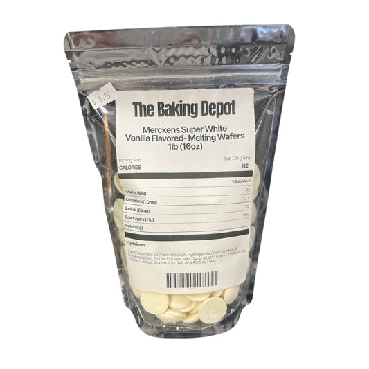 Merckens Super White Vanilla Melting Chocolate Wafers, 1lb
