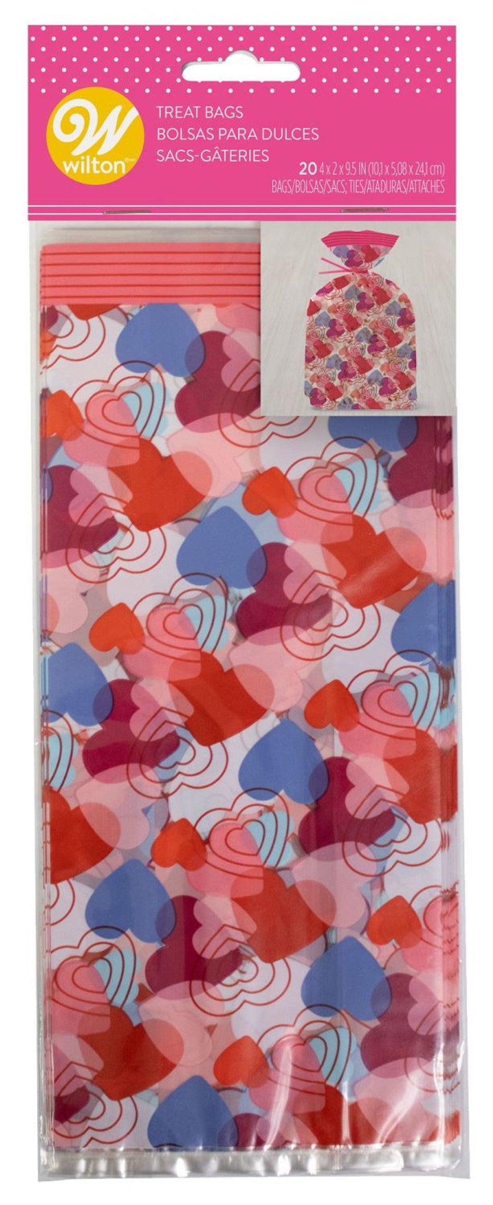 Valentine Clear Hearts Treat Bag, 20ct.