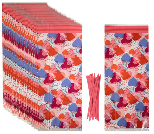 Valentine Clear Hearts Treat Bag, 20ct.