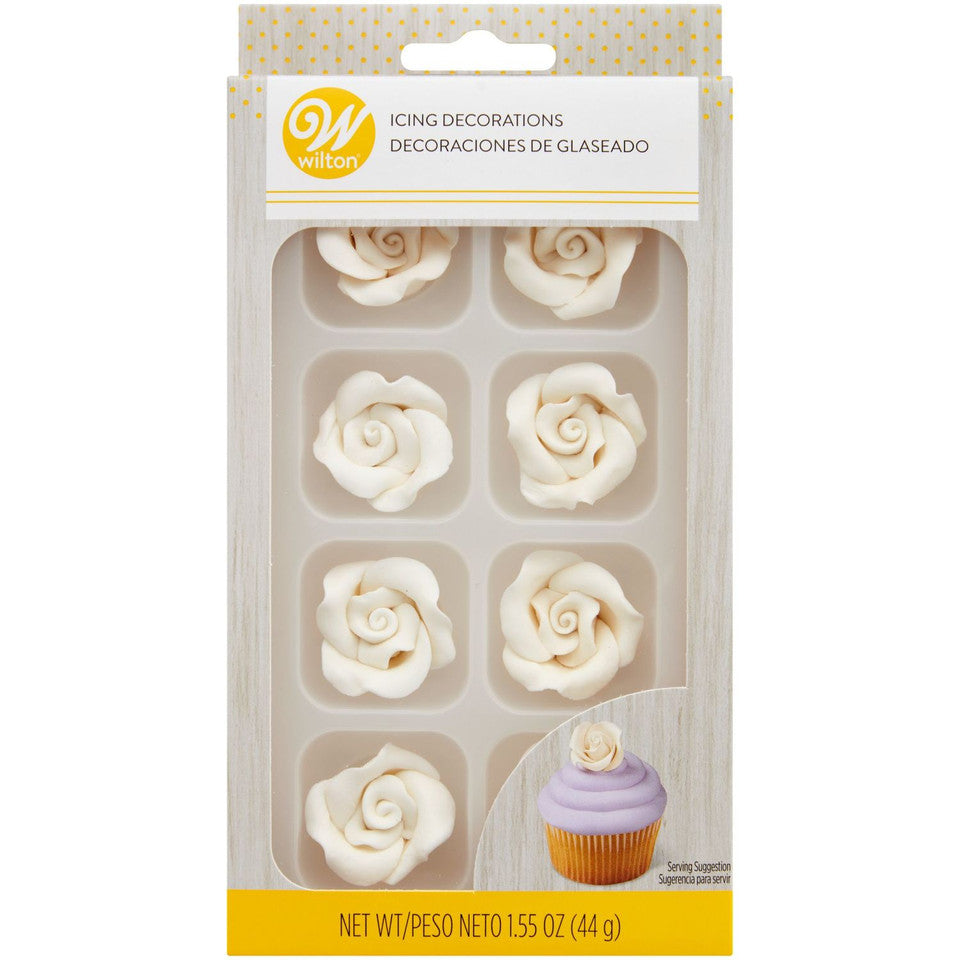 Icing Decorations Royal White Roses, 8 CT, Wilton