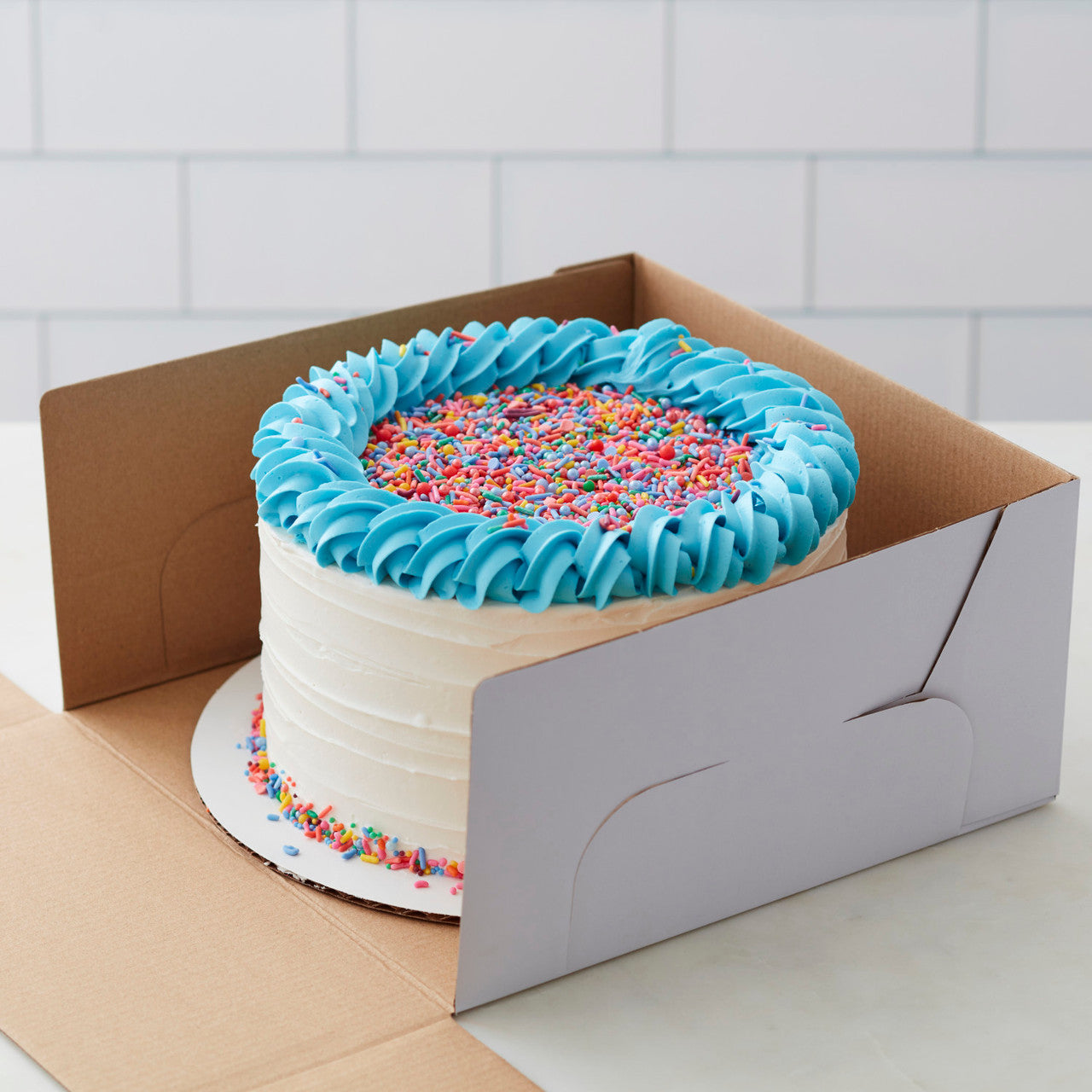 White 10x10x5 inch Square Corrugated Cake Box, 2 Piece = 1 Box, Wilton